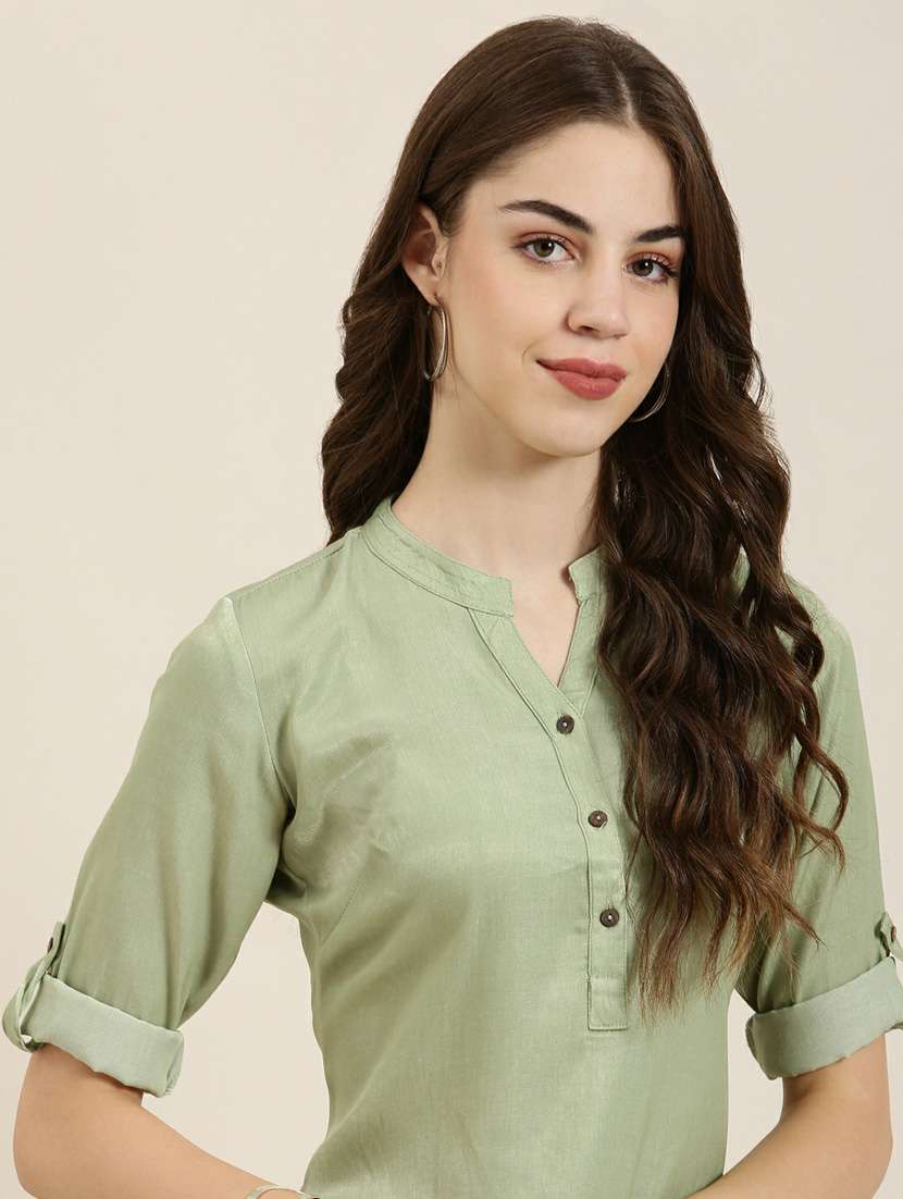 olive solid straight kurta - 20252602 -  Standard Image - 5