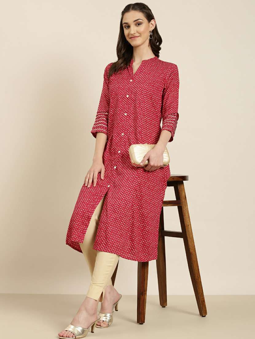 women mandarin neck printed a-line kurta - 20252621 - Standard Image - 3