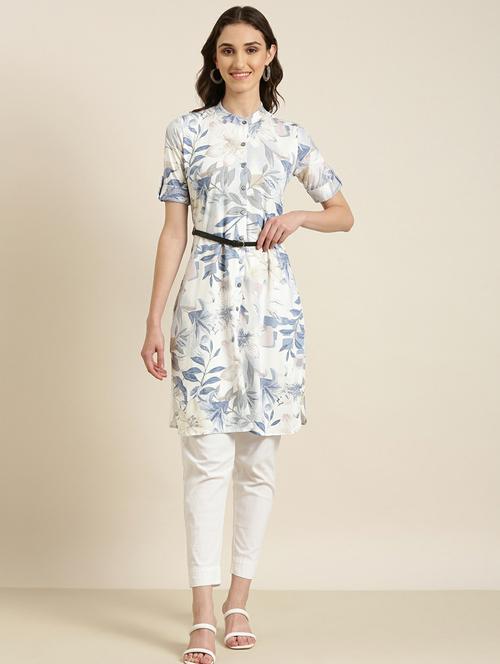 white cotton aline kurta - 20252651 - Standard Image - 0