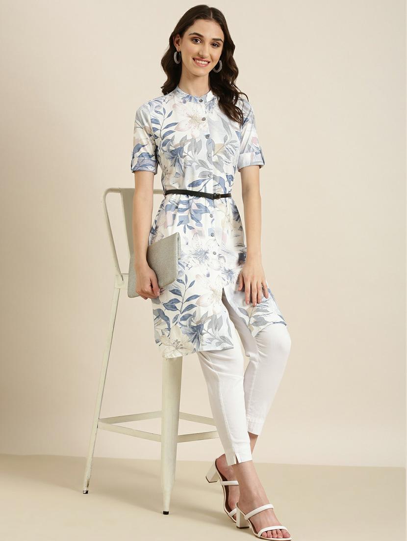 white cotton aline kurta - 20252651 - Standard Image - 3