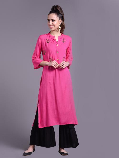 pink colored kurta sharara set - 20254632 -  Standard Image - 0