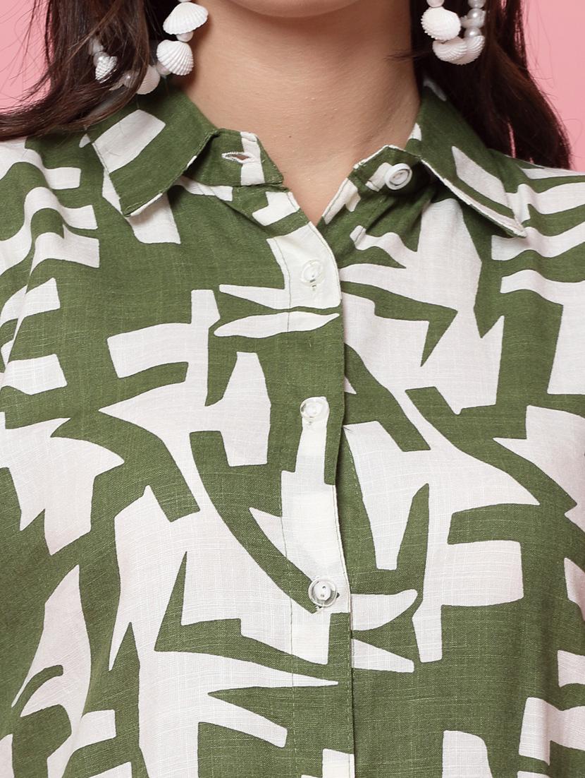 olive abstract print top and palazzo co-ord - 20254808 - Standard Image - 5