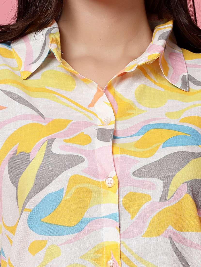 yellow abstract print top and palazzos co-ord set - 20254816 - Standard Image - 5