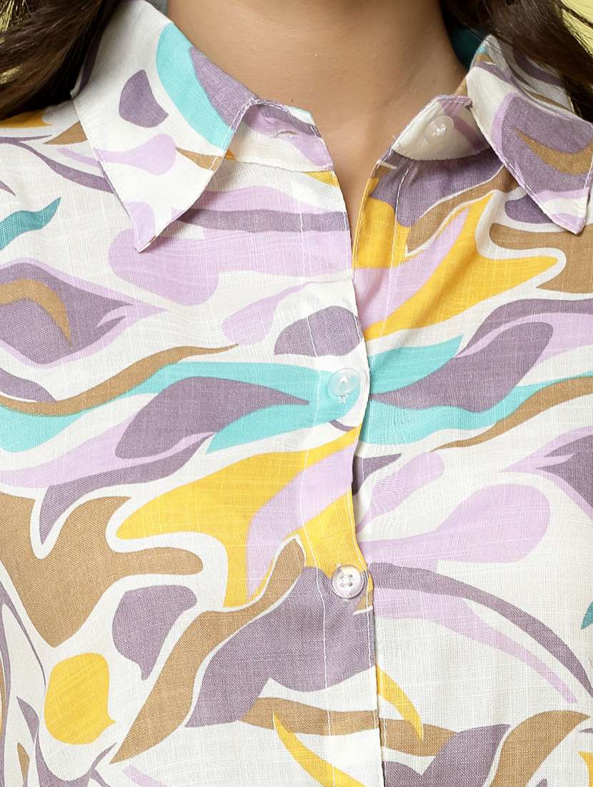 white abstract print top and palazzos co-ord set - 20254817 -  Standard Image - 5