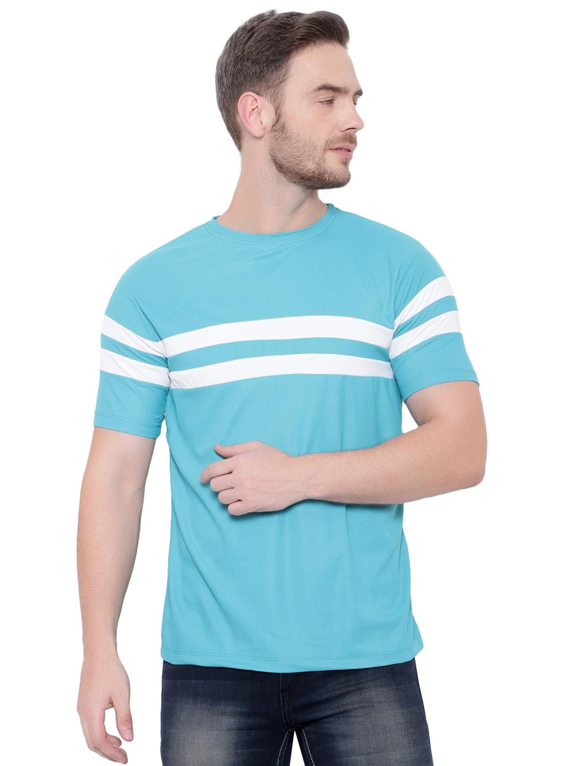 light blue stripes crew neck regular t-shirt - 20254980 - Zoom Image - 0
