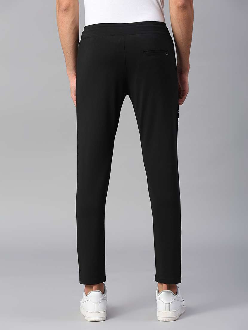men black cotton blend full length track pant - 20255255 - Standard Image - 3