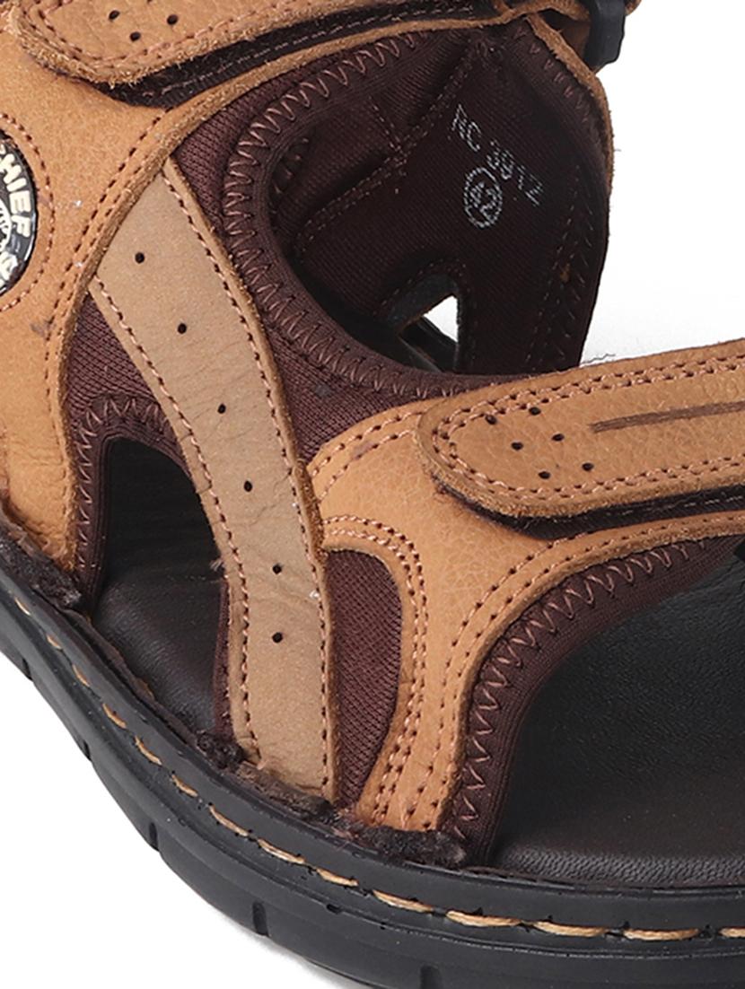 men brown back strap casual sandal - 20256578 - Standard Image - 3