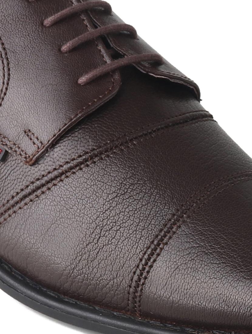 red chief dark brown leather formal derby shoes for men - 20256624 - Standard Image - 3