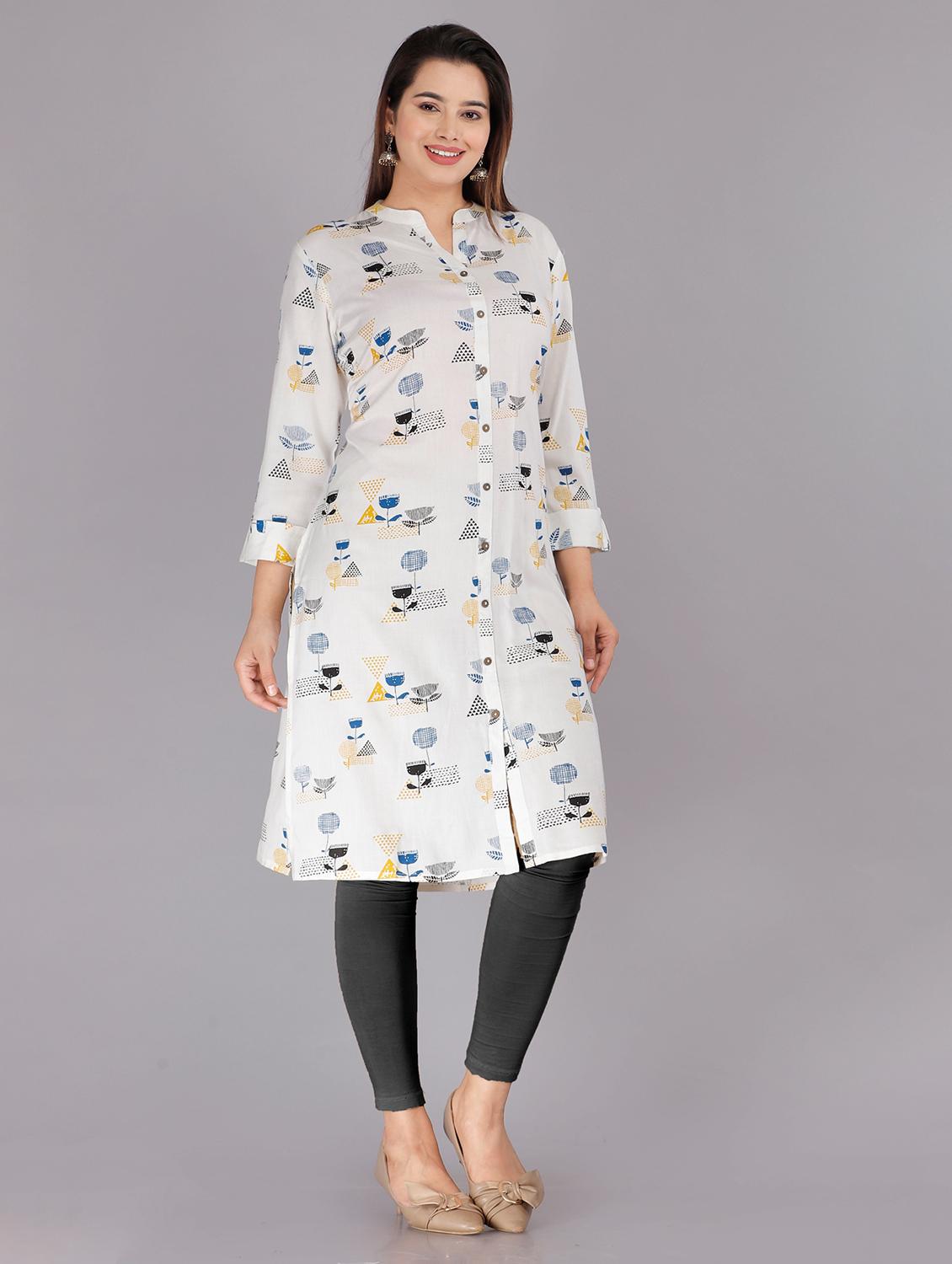 white colored a-line kurta - 20256627 - Zoom Image - 0