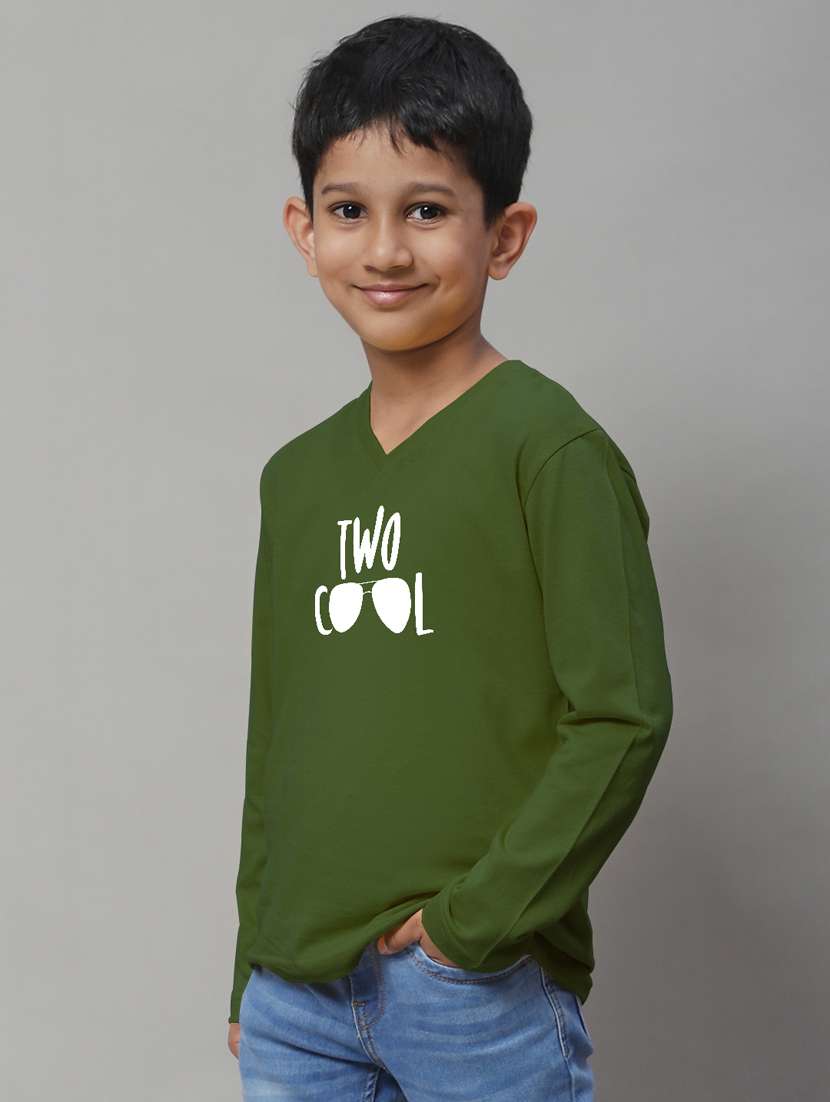 boys v-neck typographic printed t-shirt - 20257433 -  Zoom Image - 0