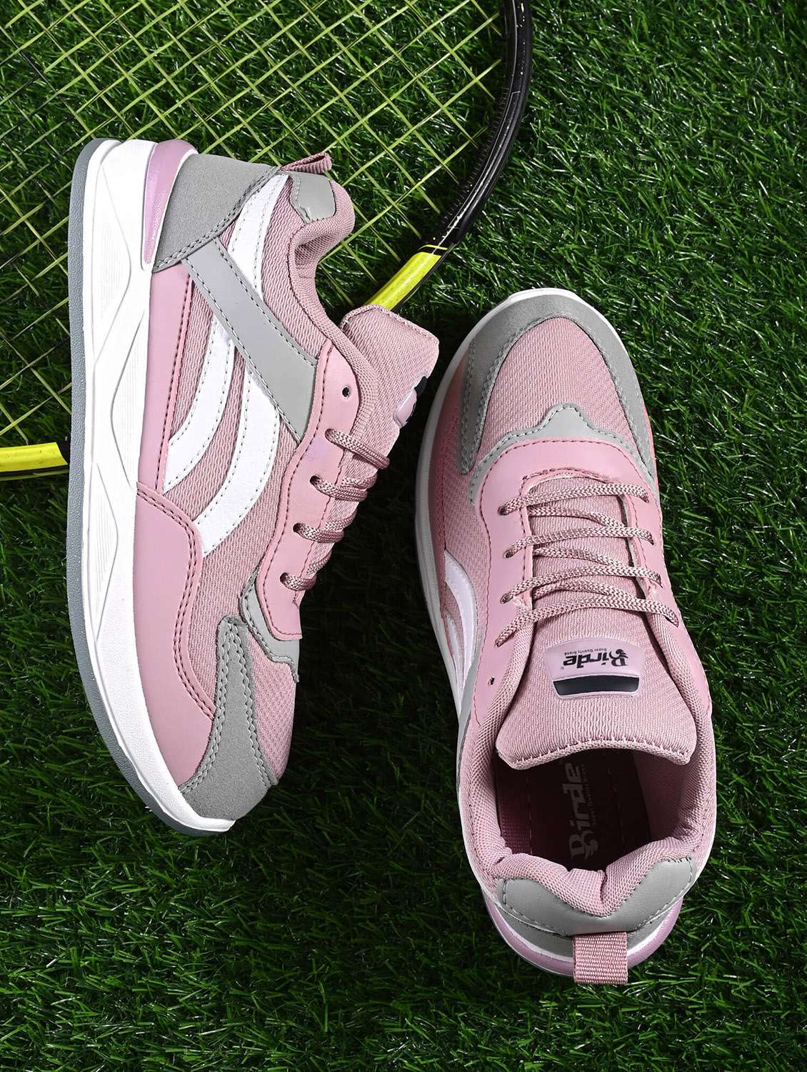 women pink lace-up color block casual shoe