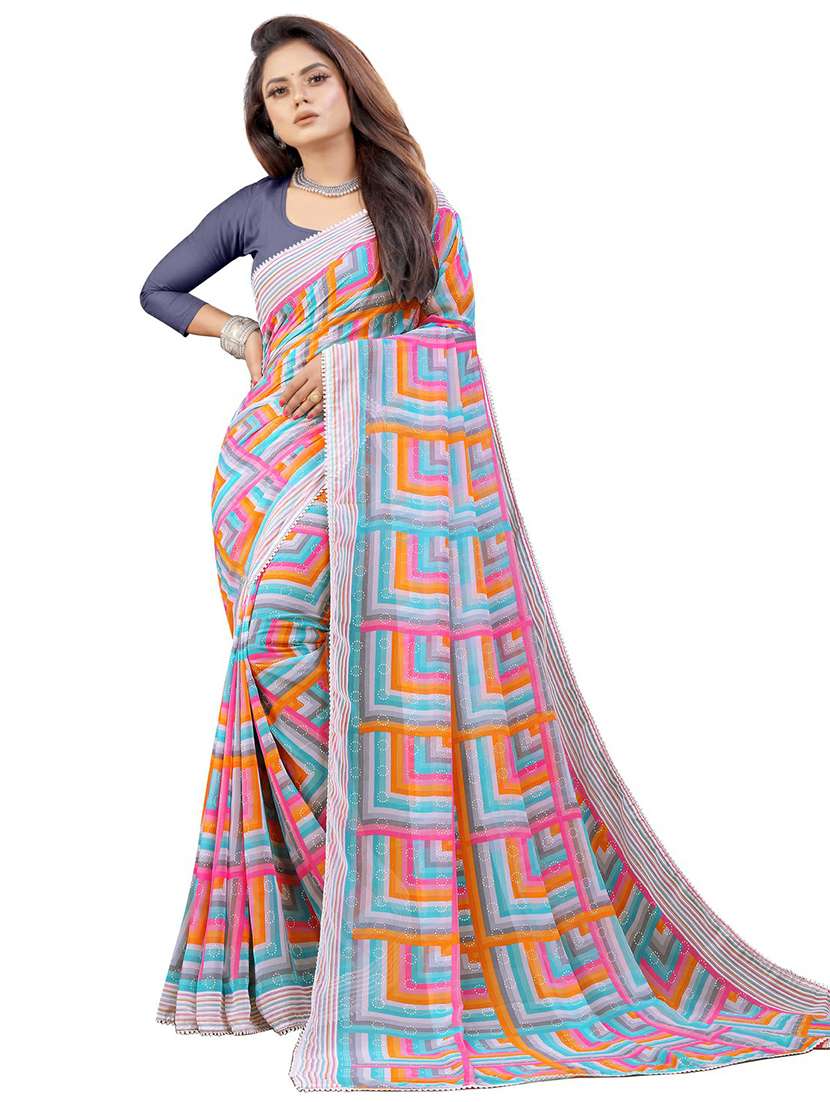 women's printed multi colored saree - 20258752 -  Zoom Image - 0