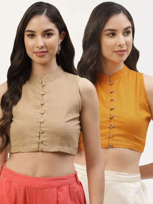 pack of 2 solid stitched blouse - 20259248 - Standard Image - 0
