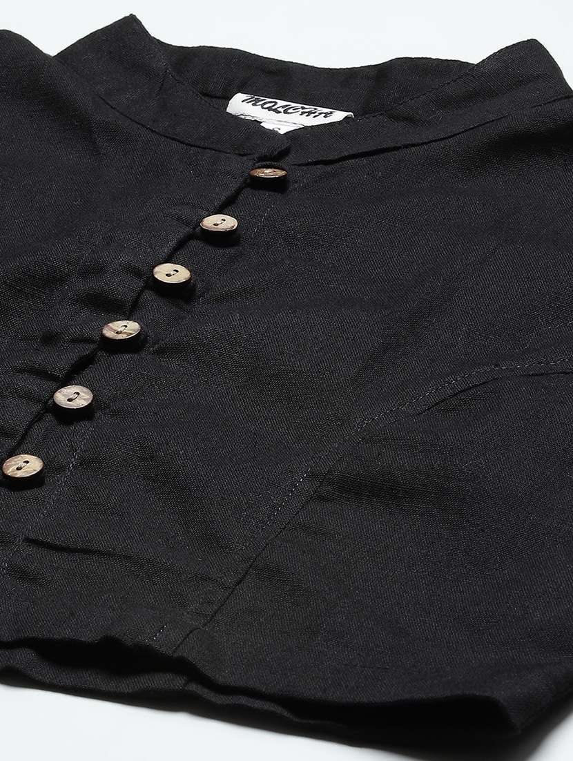 black solid stitched blouse - 20259253 - Standard Image - 8