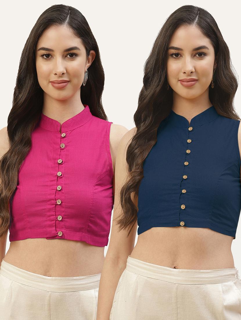 pack of 2 solid front open sleeveless blouse - 20259265 -  Zoom Image - 0