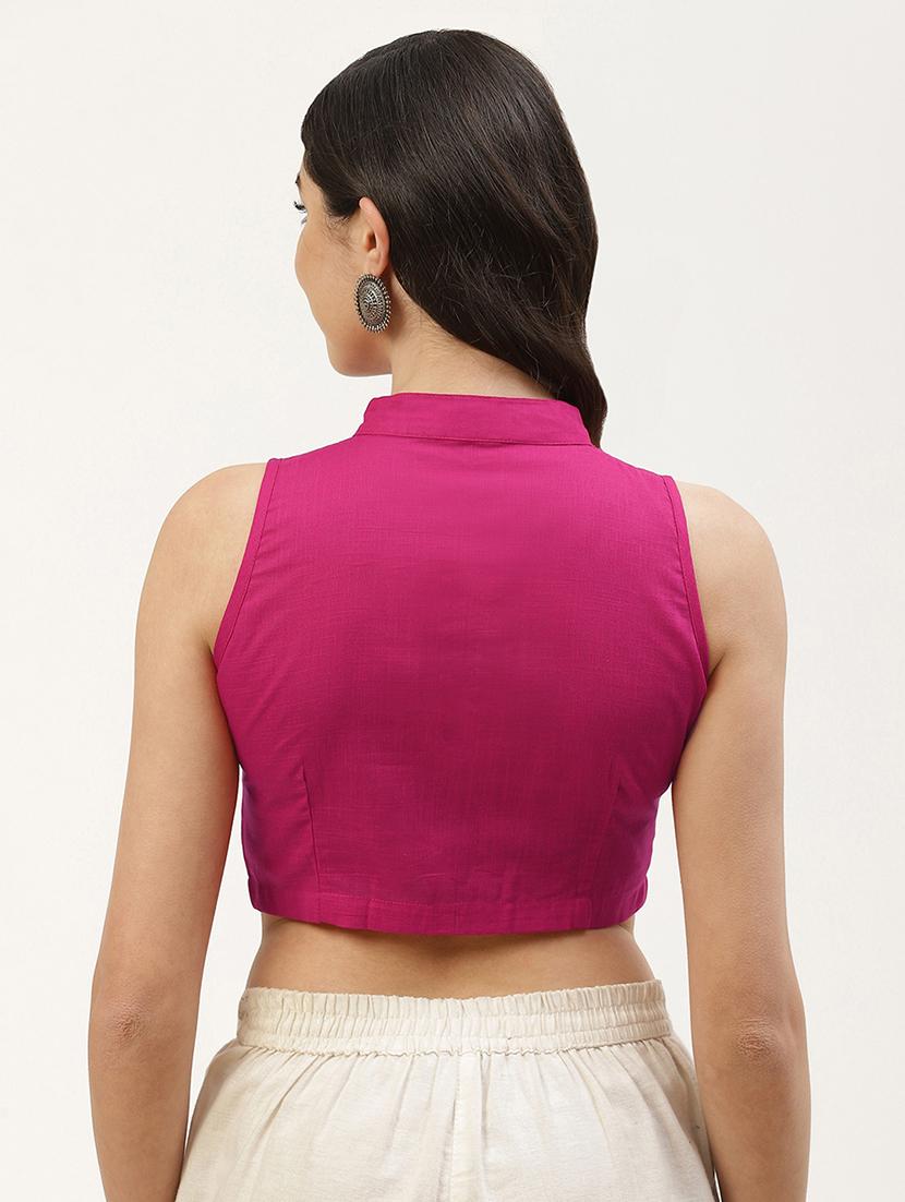 pink solid stitched blouse - 20259271 - Standard Image - 3