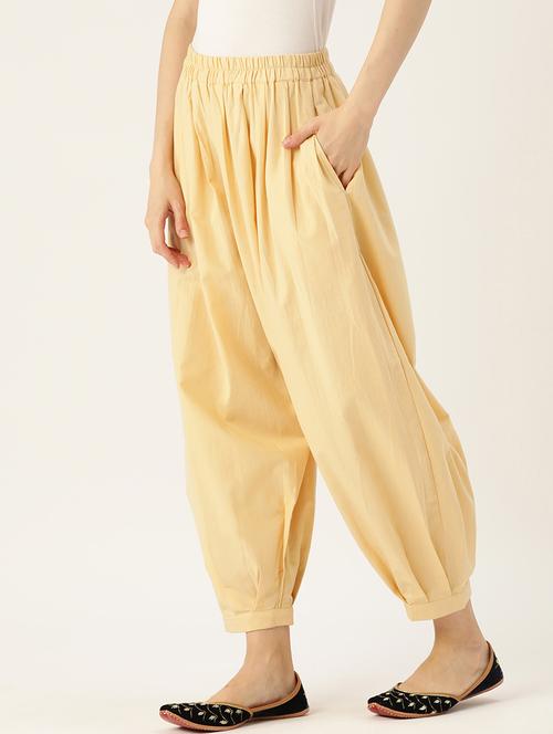 beige cotton salwar salwars - 20259332 - Standard Image - 0