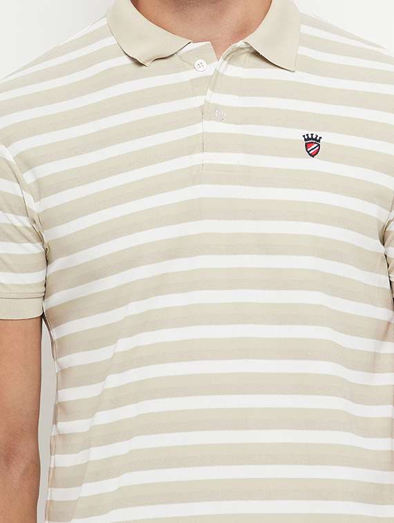 men beige stripes polyester regular polo t-shirt - 20261364 - Standard Image - 3
