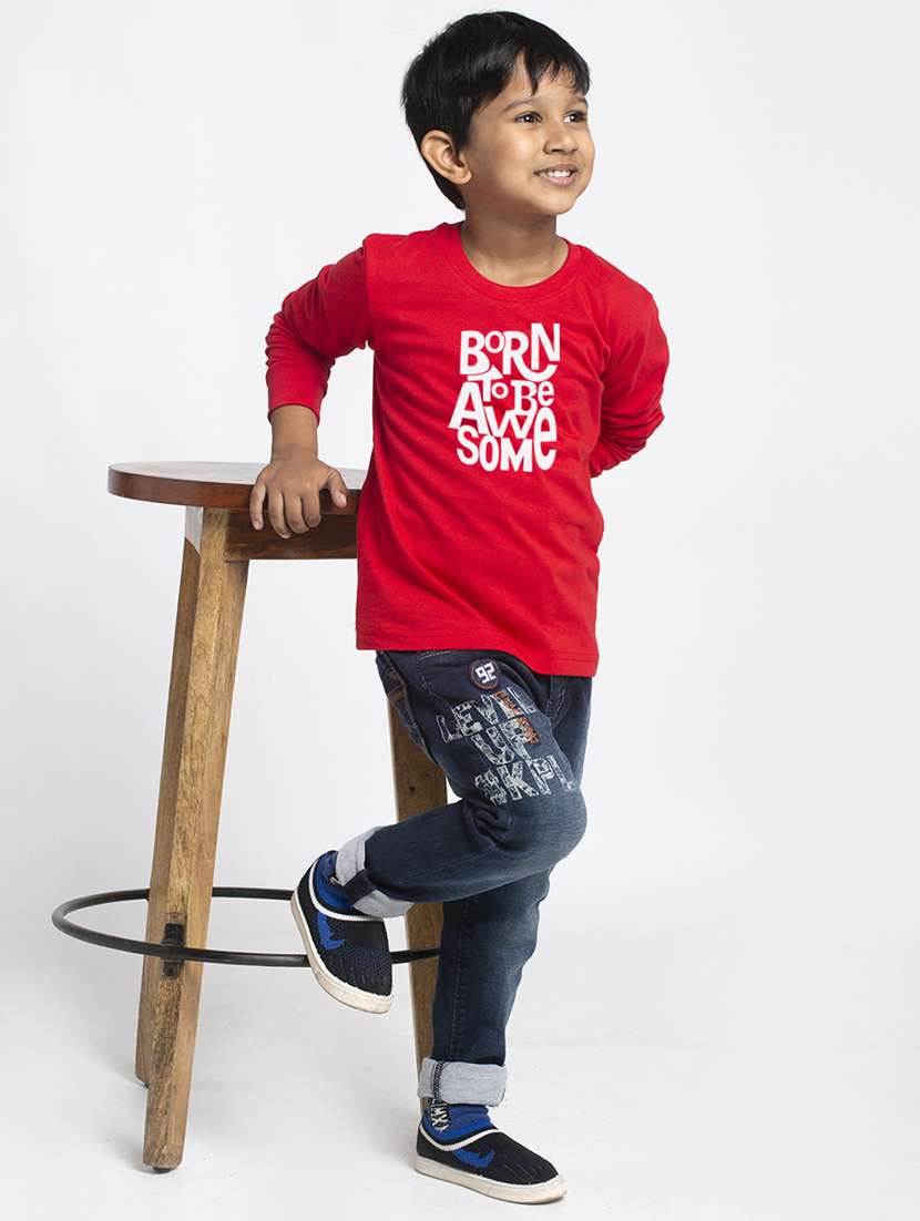 boys round neck typographic print t-shirt - 20261495 -  Standard Image - 3