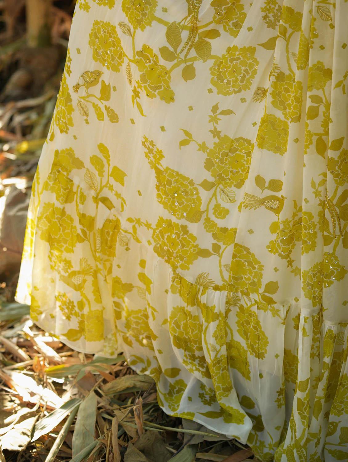green flared stitched lehenga - 20261594 - Standard Image - 8