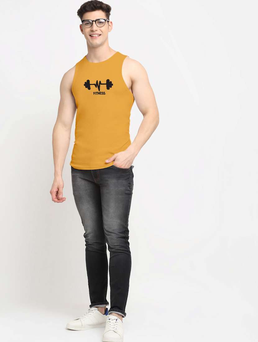men graphic print cotton vest - 20261948 -  Standard Image - 3