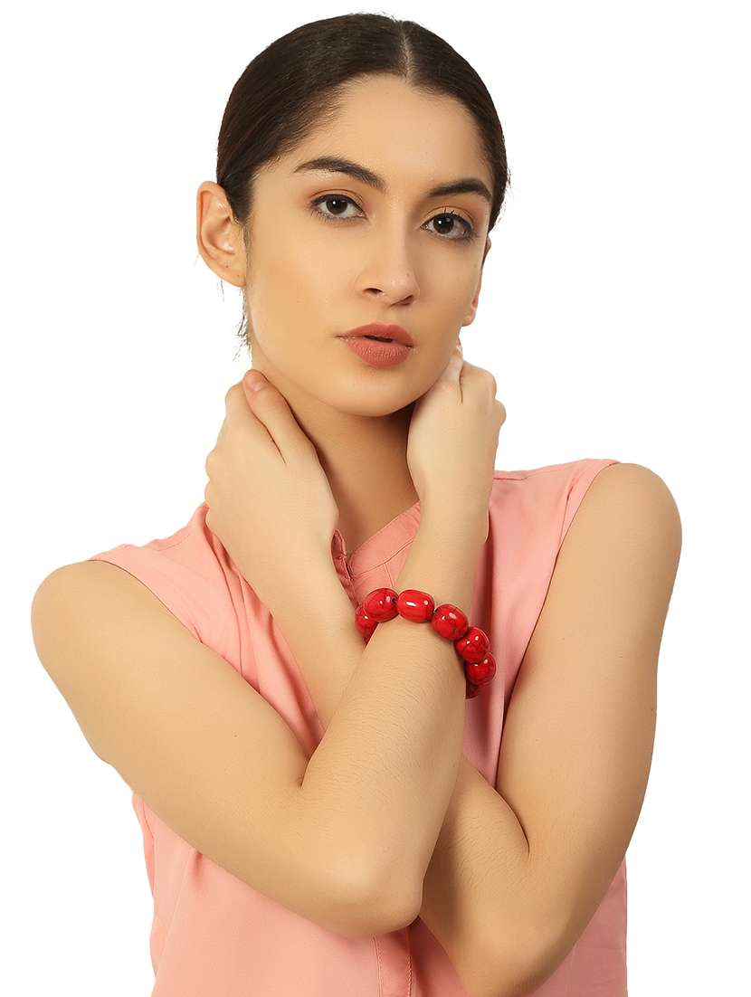 red plastic bangle bracelets - 20262100 - Standard Image - 5