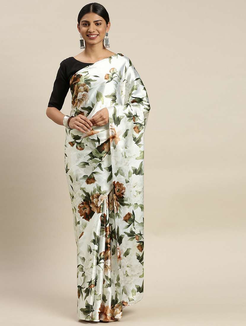 women's floral white colored saree with blouse - 20264122 -  Zoom Image - 0