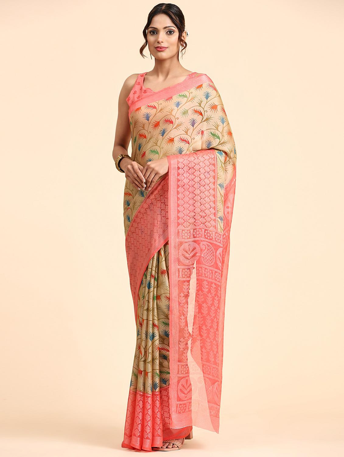 women's printed multi colored saree with blouse - 20264306 - Zoom Image - 0