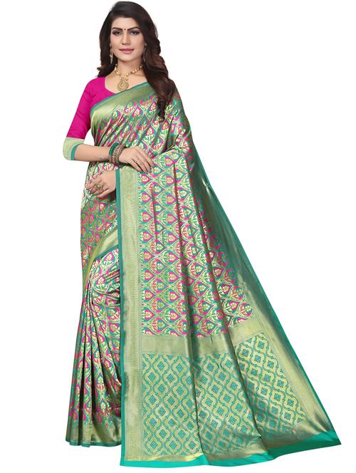 floral woven saree with blouse - 20264721 -  Standard Image - 0