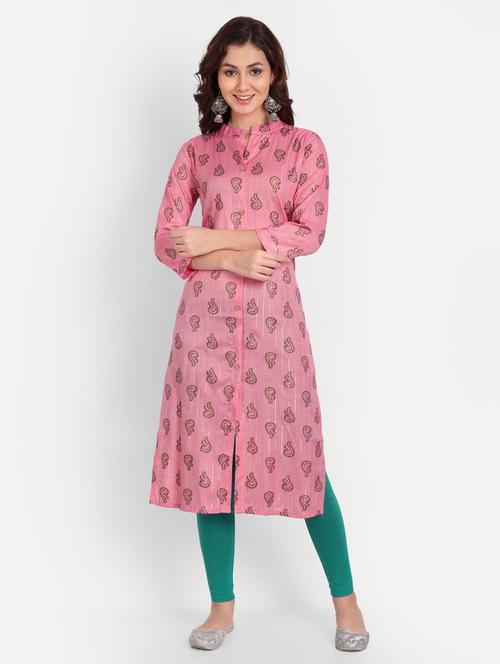 pink colored straight kurta - 20265422 - Standard Image - 0