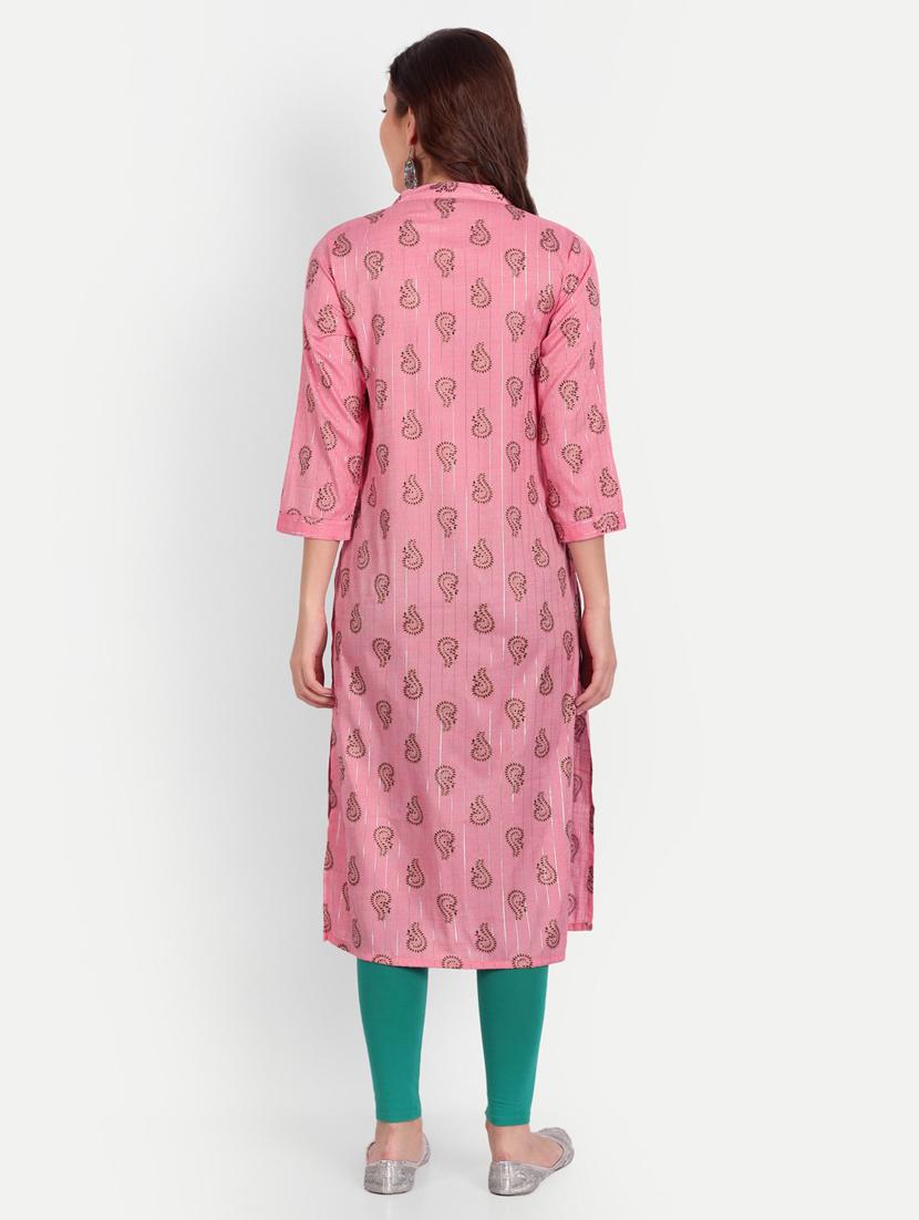 pink colored straight kurta - 20265422 - Standard Image - 3