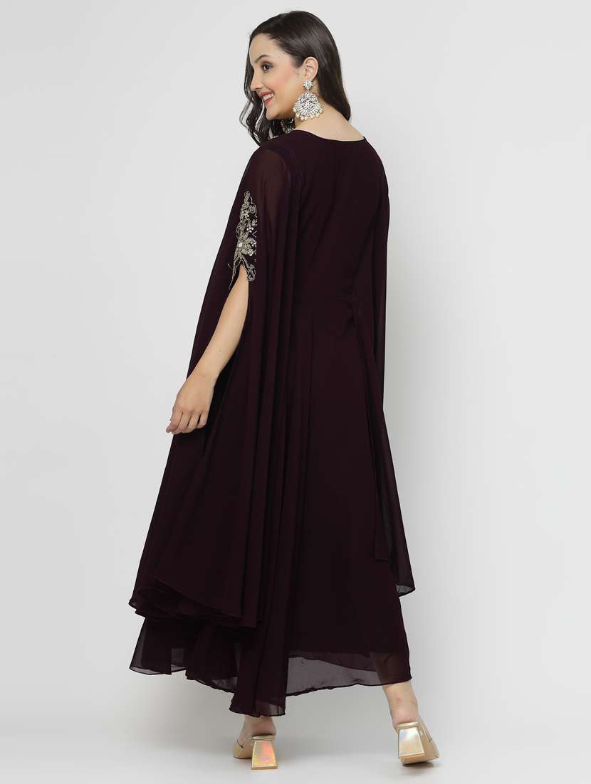 women brown round neck ethnic dress - 20265788 -  Standard Image - 3