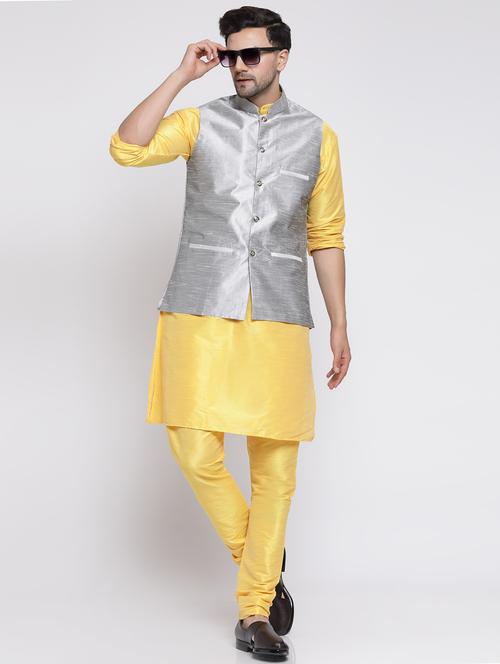 men solid kurta pyjama ethnic jacket set - 20265791 - Standard Image - 0