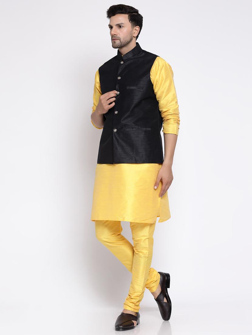 men solid kurta pyjama ethnic jacket set - 20265796 - Standard Image - 3