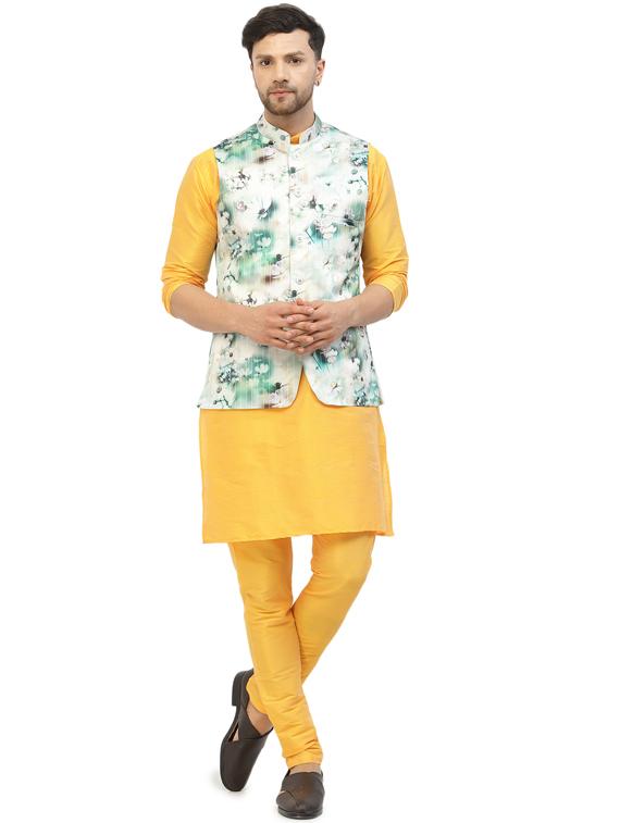 men floral kurta pyjama ethnic jacket set - 20265802 -  Zoom Image - 0