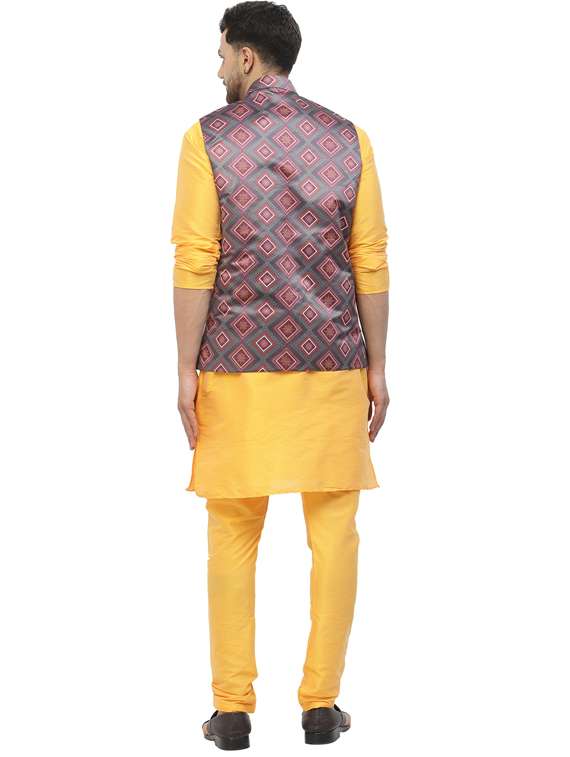 men geometric printed kurta pyjama ethnic wear set - 20265806 -  Standard Image - 3