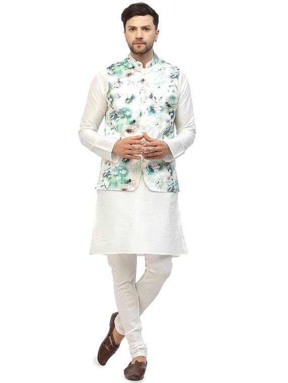 men floral kurta pyjama ethnic jacket set - 20265813 - Zoom Image - 0