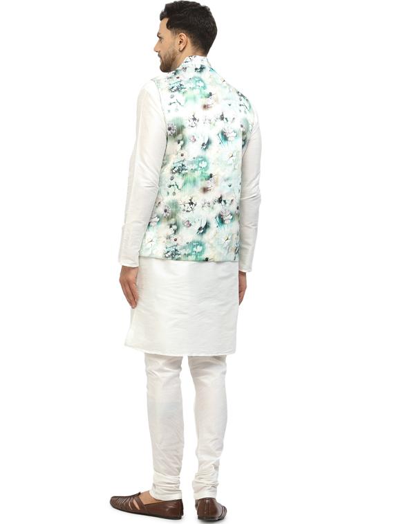 men floral kurta pyjama ethnic jacket set - 20265813 - Standard Image - 3