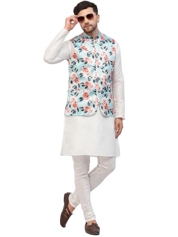 men floral kurta pyjama ethnic jacket set - 20265814 - Zoom Image - 0