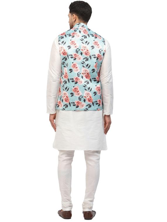 men floral kurta pyjama ethnic jacket set - 20265814 - Standard Image - 3