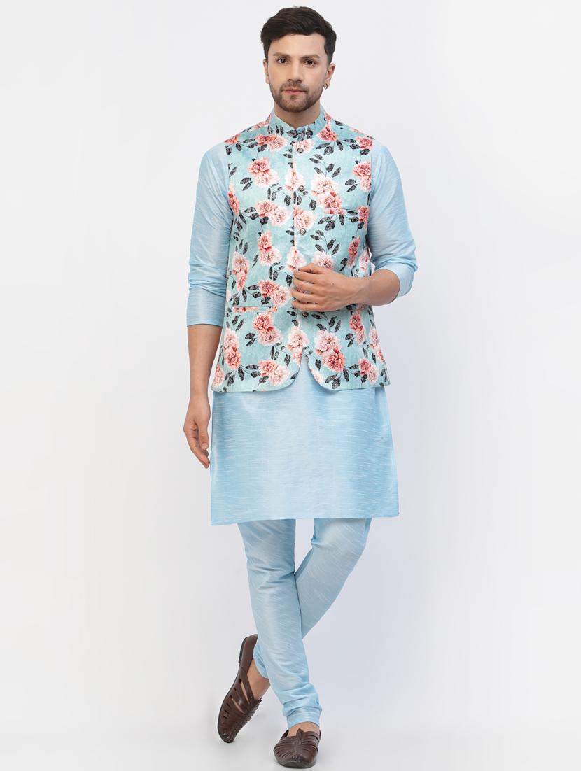 men floral kurta pyjama ethnic jacket set - 20265836 - Zoom Image - 0