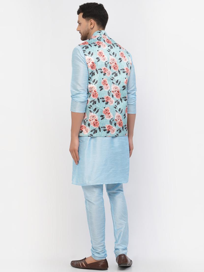 men floral kurta pyjama ethnic jacket set - 20265836 - Standard Image - 3