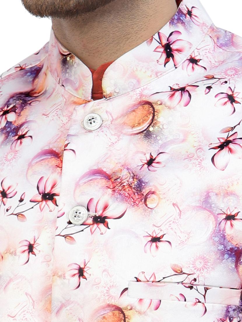 men floral kurta pyjama ethnic jacket set - 20265862 - Standard Image - 3