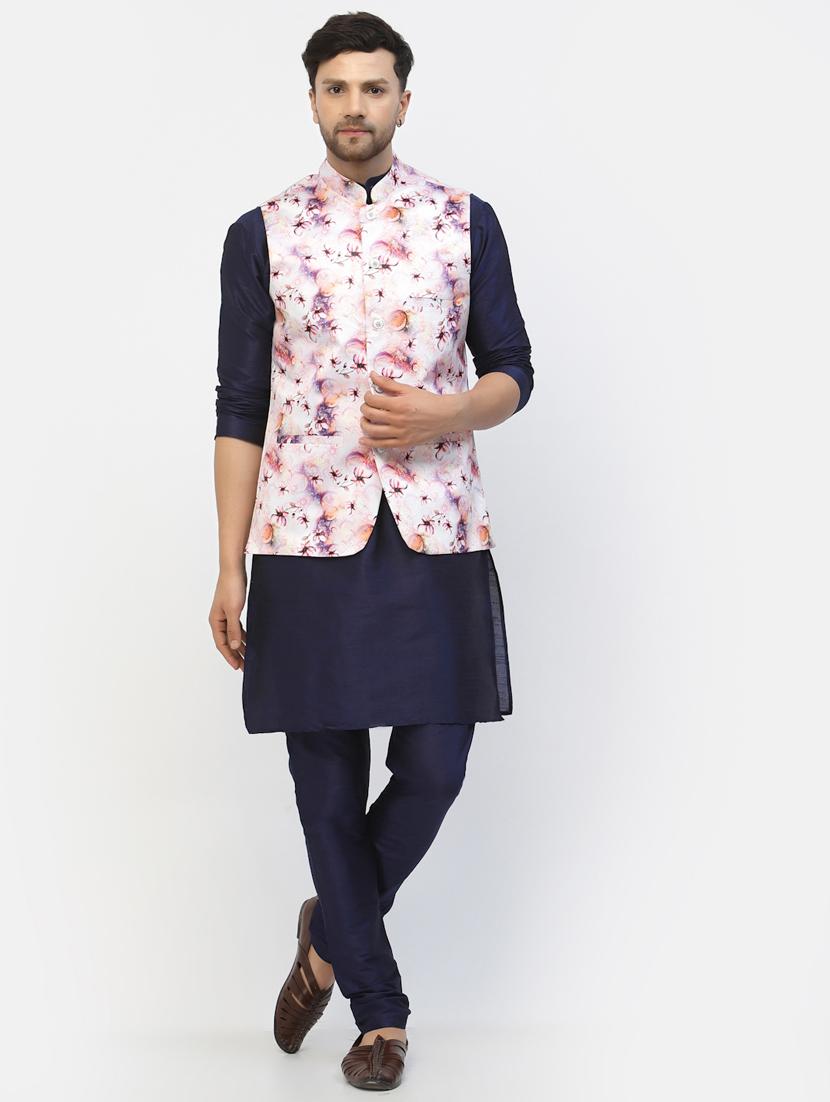 men floral kurta pyjama ethnic jacket set - 20265873 - Zoom Image - 0