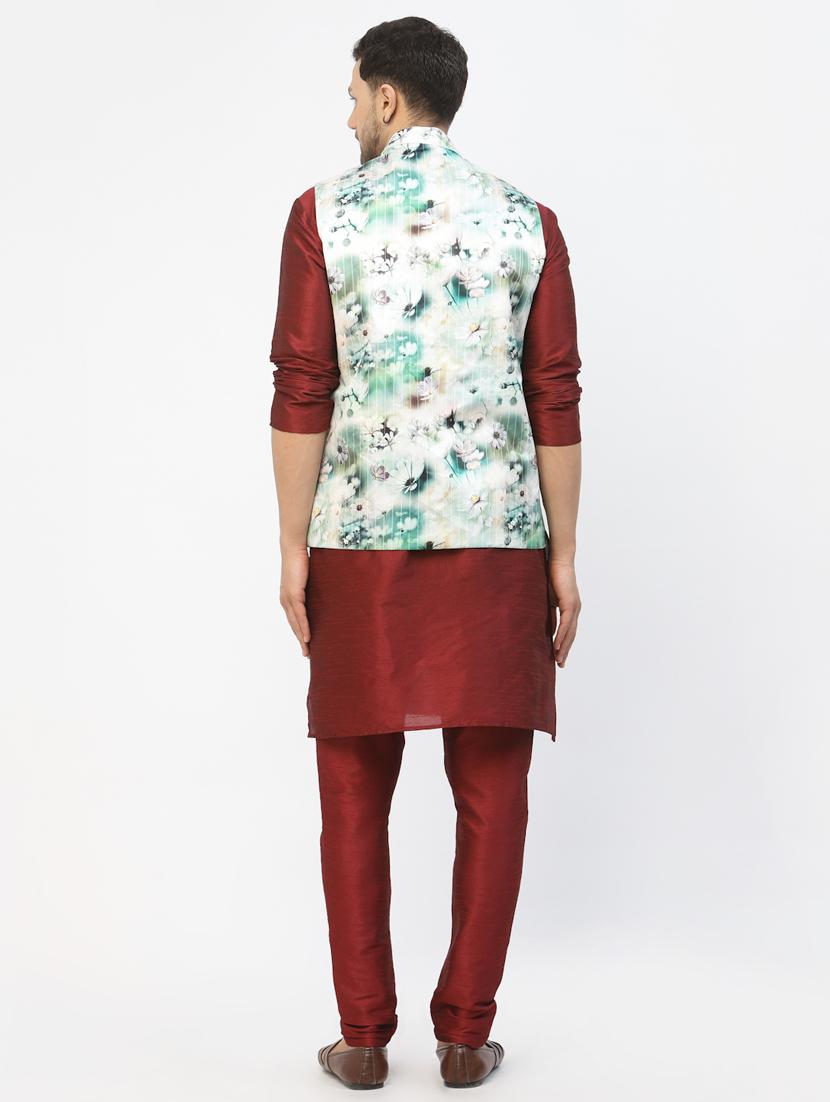 men floral kurta pyjama ethnic jacket set - 20265878 - Standard Image - 3