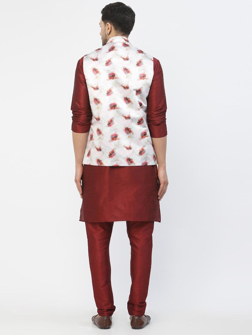 men floral kurta pyjama ethnic jacket set - 20265881 - Standard Image - 3