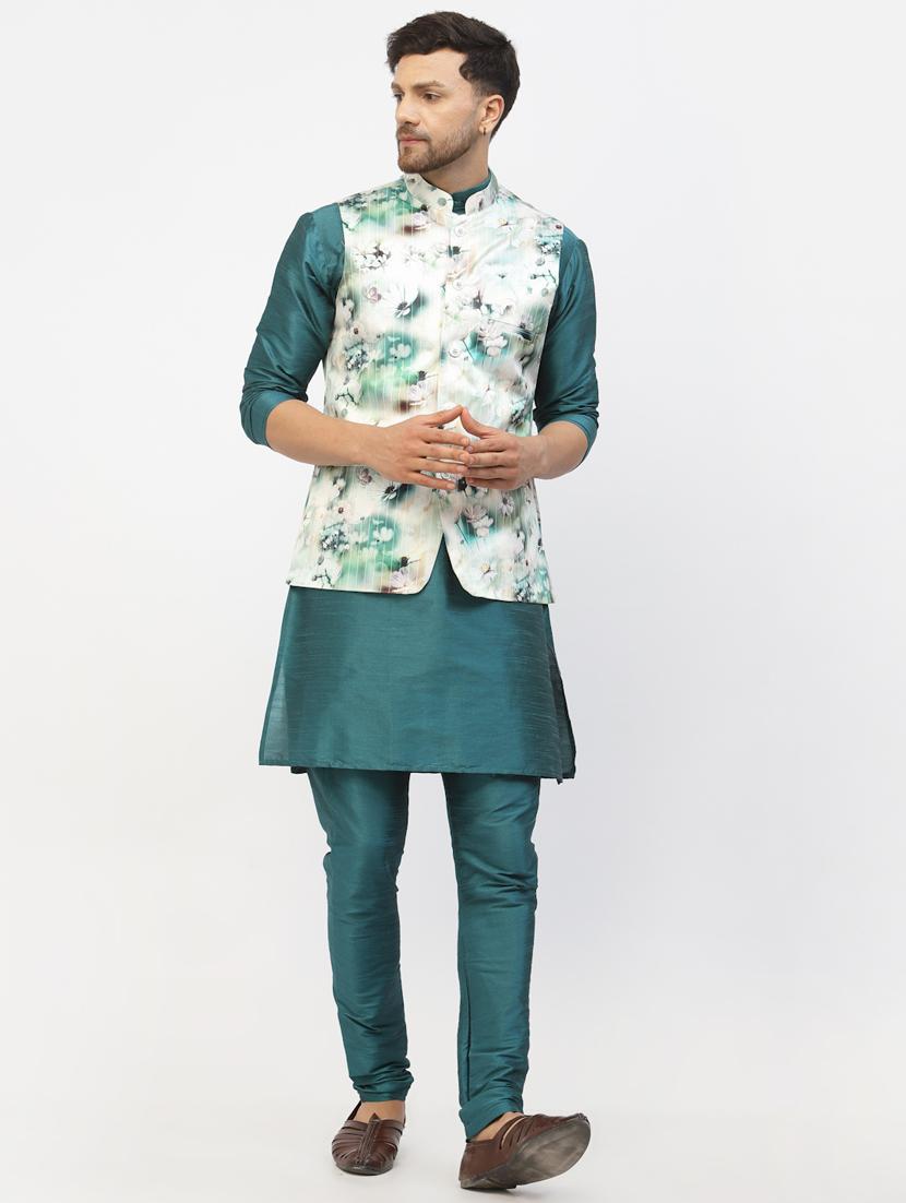 men floral kurta pyjama ethnic jacket set - 20265889 - Zoom Image - 0