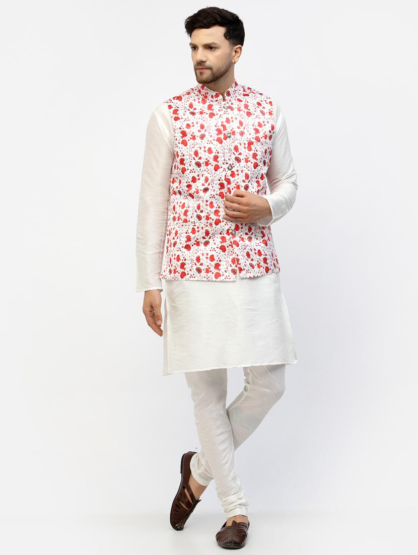 men floral kurta pyjama ethnic jacket set - 20265940 - Zoom Image - 0