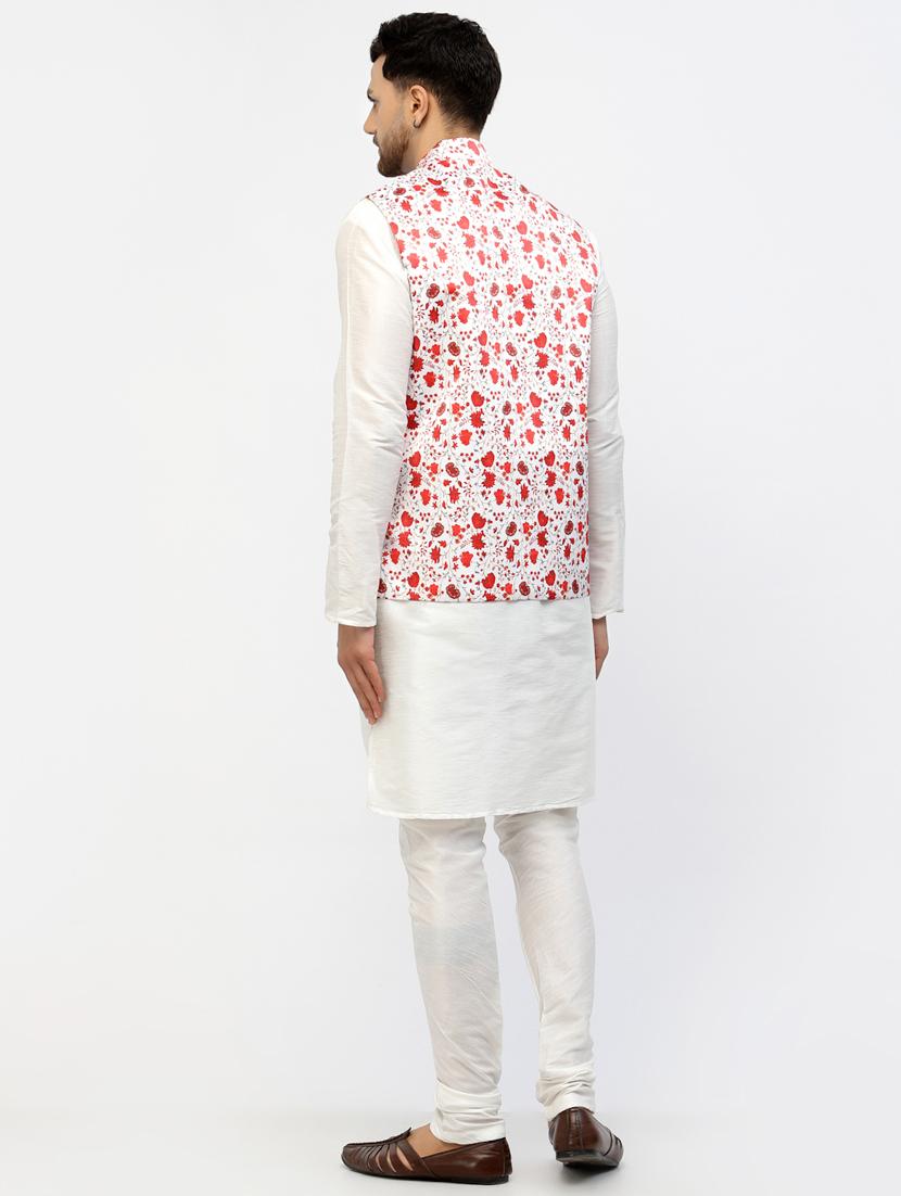 men floral kurta pyjama ethnic jacket set - 20265940 - Standard Image - 3