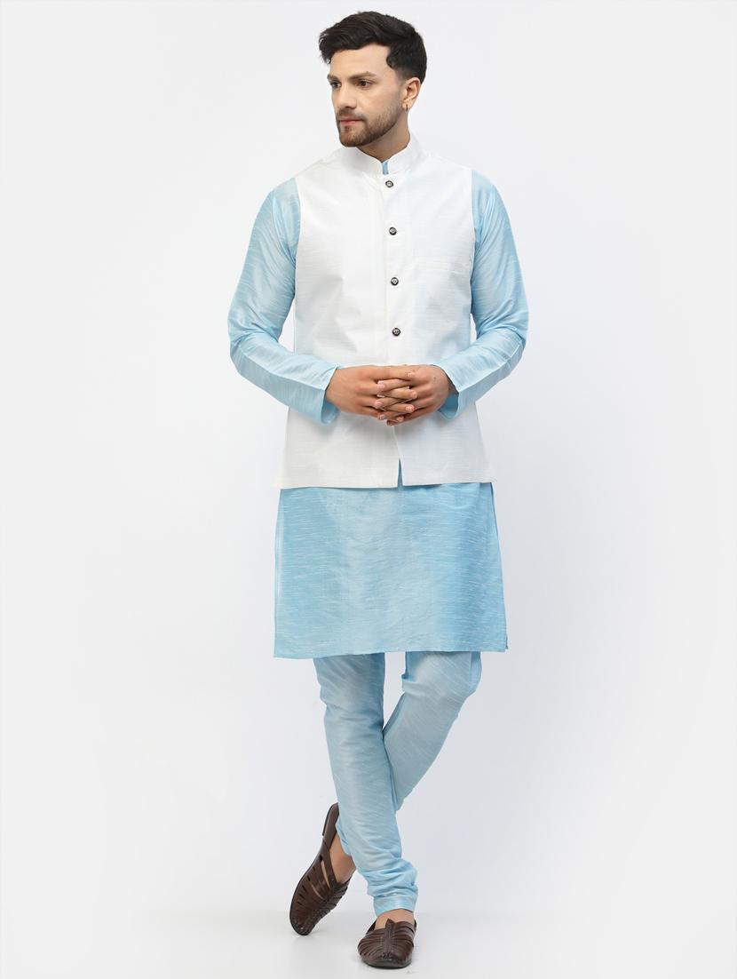 men solid kurta pyjama ethnic jacket set - 20265975 -  Zoom Image - 0